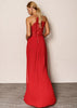 Vestido Longo Fenda com Renda de Festa