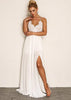 Vestido Longo Fenda com Renda de Festa