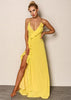 Vestido Longo com Babado e Fenda para Festa