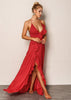 Vestido Longo com Babado e Fenda para Festa