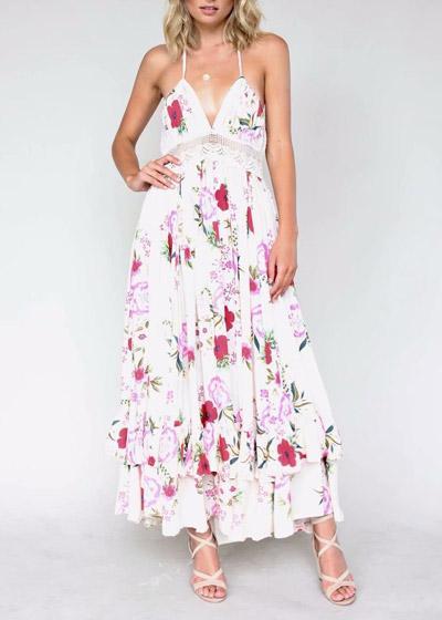 Vestido Longo Florido Aberto nas Costas