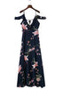 Vestido Longo Florido Ombro Vazado Babado