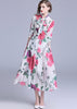 Vestido Estampado Evasê Gola Laço