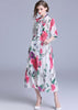 Vestido Estampado Evasê Gola Laço