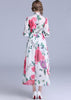 Vestido Estampado Evasê Gola Laço