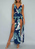 Vestido Longo Estampado com Recortes e Fendas