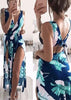 Vestido Longo Estampado com Recortes e Fendas