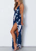 Vestido Longo Estampado Fenda Amarrado na Cintura