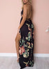 Vestido Longo Estampado Fenda Amarrado na Cintura