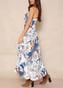 Vestido Longo Estampado com Amarração no Decote