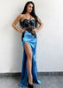 Vestido Longo de Festa com Renda Azul