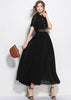Vestido Longo Preto Simples com Cinto