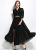 Vestido Longo Preto Simples com Cinto
