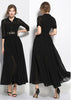 Vestido Longo Preto Simples com Cinto