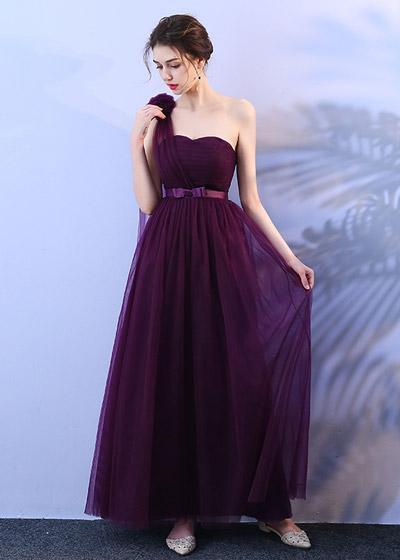 Vestido Longo de Festa Tule com Ombro de Fora
