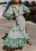 Vestido Longo Estampado com Manga Estilo Boho