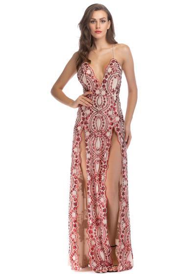Vestido de Festa Longo Paetê com Fenda