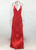 Vestido Cetim Longo com Fenda