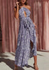 Vestido Longo Frente Unica Decote Gota Estampado
