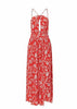 Vestido Longo Frente Unica Decote Gota Estampado