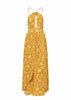 Vestido Longo Frente Unica Decote Gota Estampado