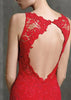 Vestido Longo Sereia Renda Vermelho com Fenda