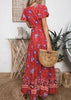Vestido Envelope Longo Estampado Estilo Boho