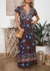 Vestido Envelope Longo Estampado Estilo Boho