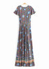 Vestido Envelope Longo Estampado Estilo Boho