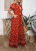 Vestido Longo Estampado com Decote de Amarração