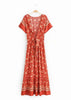 Vestido Longo Estampado com Decote de Amarração