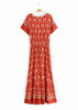 Vestido Longo Estampado com Decote de Amarração