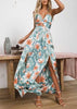 Vestido Longo Frente Unica Estampado com Fenda