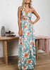 Vestido Longo Frente Unica Estampado com Fenda