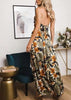 Vestido Longo Frente Unica Estampado com Fenda