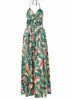 Vestido Longo Frente Unica Estampado com Fenda