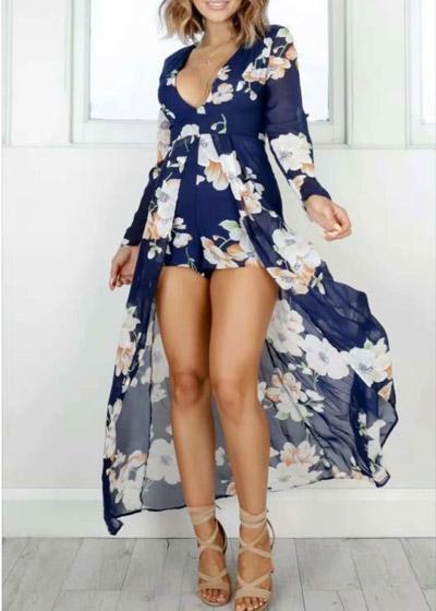 Vestido Longo Estampado com Fenda Lateral com Short