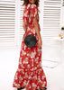 Vestido Longo Estampado com Amarração no Decote