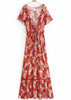 Vestido Longo Estampado com Amarração no Decote