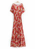 Vestido Longo Estampado com Amarração no Decote