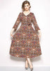 Vestido Longo Manga Flare 3/4 Estampado