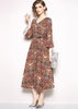 Vestido Longo Manga Flare 3/4 Estampado
