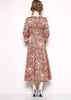 Vestido Longo Manga Flare 3/4 Estampado