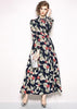 Vestido Longo Estampado com Manga