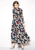 Vestido Longo Estampado com Manga