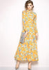 Vestido Longo Evasê Estampado Manga Longa