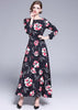 Vestido Longo Manga Longa Estampado Casual