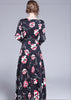 Vestido Longo Manga Longa Estampado Casual