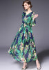 Vestido Longo Florido Casual com Manga