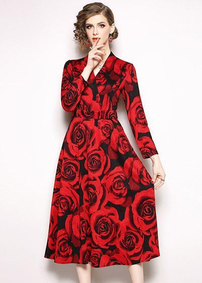 Vestido Midi Vermelho Manga Longa